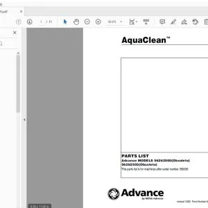 Advance Aquaclean Parts Manual 359336 - PDF DOWNLOAD