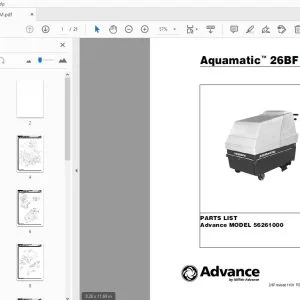 Advance Aquamatic 26BF 56261000 Parts Manual 56042166 - PDF DOWNLOAD