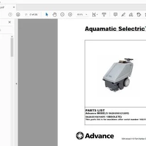 Advance Aquamatic Selectric Parts Manual 1023167 - PDF DOWNLOAD