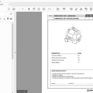 Advance COMMERCIAL DRY VACUUM CLEANER Quickstar Parts Manual - PDF DOWNLOAD