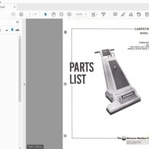 Advance Carpetriever 220 220-5 280A 280A-5 Parts Manual - PDF DOWNLOAD