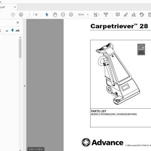 Advance Carpetriever 28 56330020(120V), 56330925(OBS100V) Parts Manual - PDF DOWNLOAD
