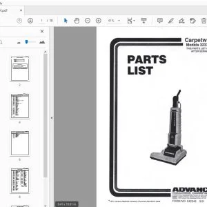 Advance Carpetwin 20XP 323302, 323315 Parts Manual - PDF DOWNLOAD