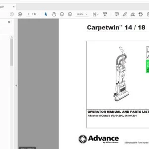 Advance Carpetwin 14/18 Operator & Parts Manual - PDF DOWNLOAD