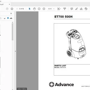 Advance ET700 500H Parts Manual 56042649 - PDF DOWNLOAD