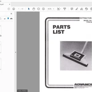 Advance Extractor Tool 249250 Parts Manual - PDF DOWNLOAD