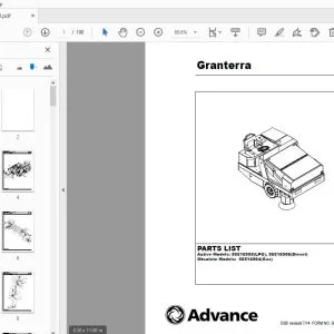 Advance Granterra 56516904, 56516905, 56516906 Parts Manual - PDF DOWNLOAD