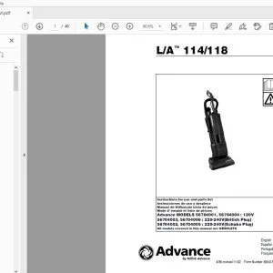 Advance L/A 114/118 Instructions for use & parts Manual - PDF DOWNLOAD