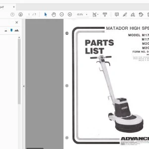 Advance Matador High Speed M17HS M17-5HS M20HS M20-5HS Parts Manual - PDF DOWNLOAD