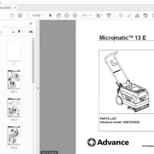 Advance Micromatic 13E 9087233020 Parts Manual - PDF DOWNLOAD