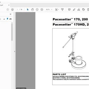 Advance Pacesetter 170, 200 Pacesetter 170HD,200 HD Parts Manual - PDF