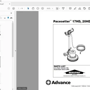 Advance Pacesetter 17HD, 20HD Parts Manual - PDF DOWNLOAD