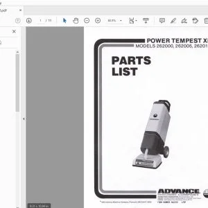 Advance Power Tempest XP 262000, 262005, 262010 Parts Manual  - PDF