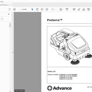 Advance Proterra 13300106,13300108 (3 cyl P3) PRUNED 13300109,13300174 (3 cyl LPG) Parts Manual - PDF DOWNLOAD