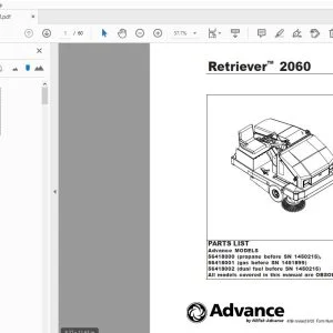 Advance Retriever 2060 Parts Manual Digital PDF Download