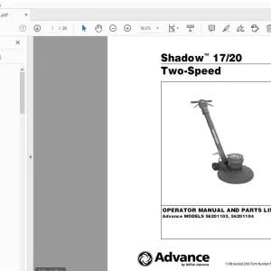 Advance Shadow 17/20 Two-Speed Operator & Parts Manual - PDF DOWNLOAD