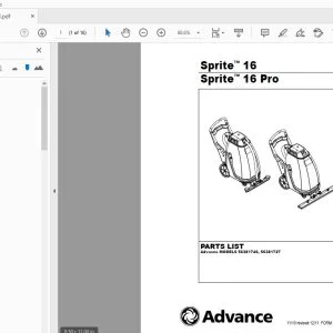 Advance Sprite 16 Sprite 16 Pro Parts Manual - PDF DOWNLOAD