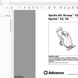Advance Sprite Air Scoop 12,16 Sprite 12,16 Parts Manual - PDF DOWNLOAD
