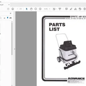 Advance Sprite Air Scoop S112A, S112A-5, S112A-J Parts Manual - PDF DOWNLOAD