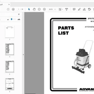 Advance Sprite Air Scoop S580A S580A-J S580A-5 Parts Manual - PDF