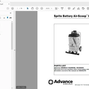 Advance Sprite Battery Air Scoop 812 Parts Manual - PDF DOWNLOAD