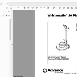 Advance Whirlamatic 20 Plus Parts Manual 56201501 - PDF DOWNLOAD