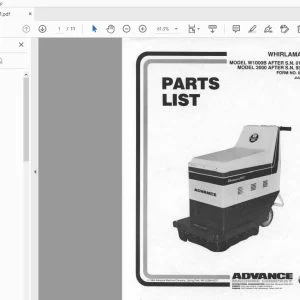 Advance Whirlamatic W1000B 2000 Parts Manual - PDF DOWNLOAD