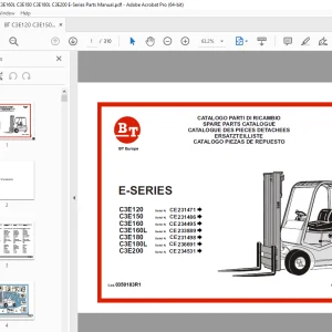BT C3E120 C3E150 C3E160 C3E160L C3E180 C3E180L C3E200 E-Series Parts Manual PDF