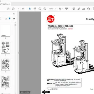 BT FORFLIFT RRX35/45, RDX30, RSX40/50 QUALITY PARTS MANUAL 306755-000 May 1999 - PDF