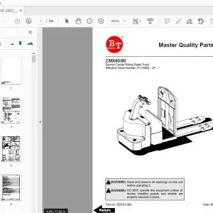 BT FORKLIFT CMX60/80 MASTER QUALITY PARTS MANUAL - PDF DOWNLOAD