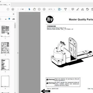 BT FORKLIFT CMX60/80 MASTER QUALITY PARTS MANUAL 308563-000 - PDF DOWNLOAD