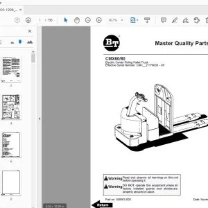 BT FORKLIFT CMX60/80 MASTER QUALITY PARTS MANUAL 308563-000 - PDF DOWNLOAD