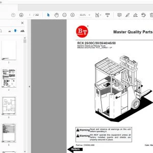 BT FORKLIFT RCX 25/30C/30/35/40/45/50 QUALITY PART MANUAL - PDF DOWNLOAD