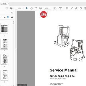 BT FORKLIFT REFLEX RR B,E RR B,E CC SERVICE MANUAL 218920-040 - PDF DOWNLOAD