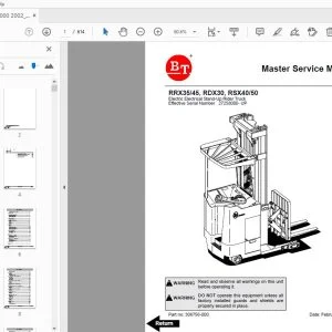 BT FORKLIFT RRX35/45, RDX30, RSX40/50 MASTER SERVICE MANUAL 306756-000 2002_February - PDF DOWNLOAD