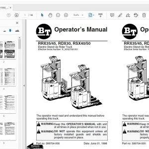 BT FORKLIFT RRX35/45, RDX30, RSX40/50 OPERATOR'S MANUAL 306754-000 1998 JUNE - PDF DOWNLOAD
