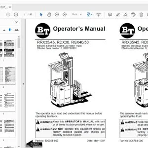 BT FORKLIFT RRX35/45, RDX30, RSX40/50 OPERATOR'S MANUAL 306754-000 - PDF DOWNLOAD