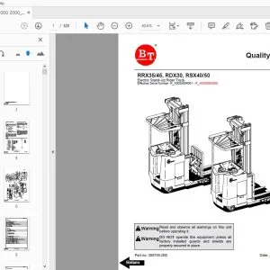 BT FORKLIFT RRX35/45, RDX30, RSX40/50 QUALITY PARTS MANUAL 306755-000 - PDF DOWNLOAD