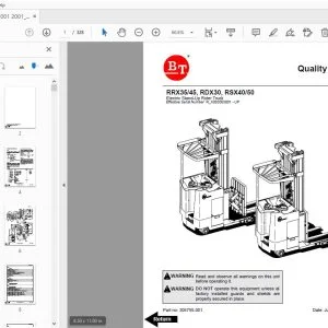 BT FORKLIFT RRX35/45, RDX30, RSX40/50 QUALITY PARTS MANUAL 306755-001 - PDF DOWNLOAD