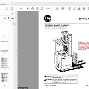 BT FORKLIFT RRX35/45, RDX30, RSX40/50 SERVICE MANUAL 306756-000 - PDF DOWNLOAD