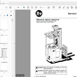 BT FORKLIFT RRX35/45, RDX30, RSX40/50 SERVICE MANUAL 306756-000 - PDF DOWNLOAD