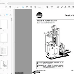 BT FORKLIFT RRX35/45, RDX30, RSX40/50 SERVICE MANUAL 306756-000 July 1997 - PDF DOWNLOAD
