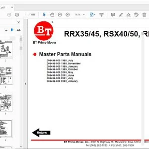 BT FORKLIFT RRX3545, RSX4050, RDX30 MASTER PARTS MANUAL - PDF DOWNLOAD