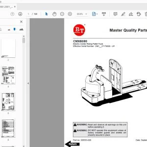BT Forklift CMX60/80 MASTER QUALITY PARTS MANUAL 308563-000 - PDF DOWNLOAD