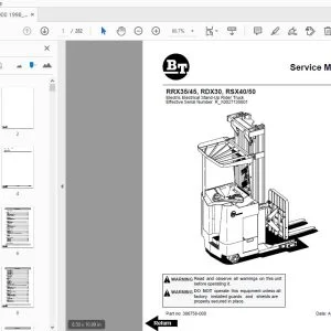 BT Forklift RRX35/45, RDX30, RSX40/50 Service Manual 306756-000 April 1998 - PDF DOWNLOAD