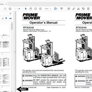 BT Forklift RTX35/45 Operator's Manual 310426-000 September 2000 - PDF DOWNLOAD