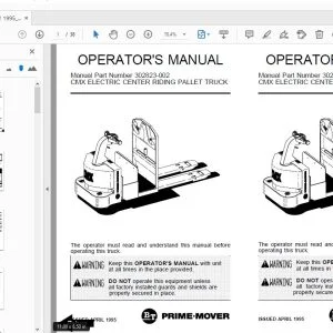 BT PRIME MOVER CMX ELECTRIC CENTER RIDING PALLET TRUCK OPERATOR'S MANUAL 302823-002 - PDF DOWNLOAD