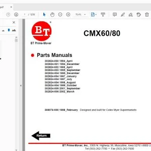 BT PRIME-MOVER CMX60/80 PARTS MANUALS - PDF DOWNLOAD