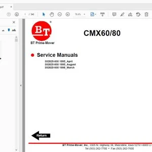 BT PRIME MOVER CMX60/80 SERVICE MANUALS - PDF DOWNLOAD