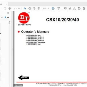 BT PRIME MOVER CSX10/20/30/40 OPERATOR'S MANUAL - PDF DOWNLOAD